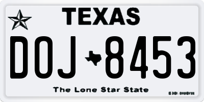 TX license plate DOJ8453