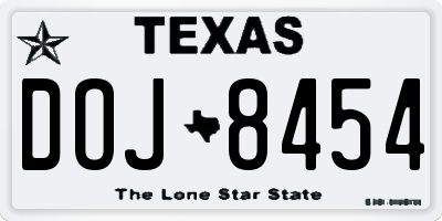 TX license plate DOJ8454