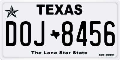 TX license plate DOJ8456