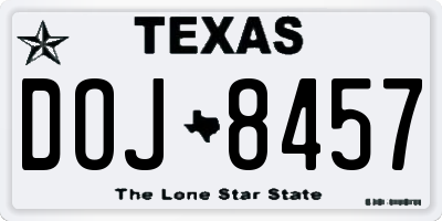 TX license plate DOJ8457