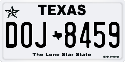 TX license plate DOJ8459