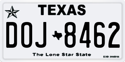 TX license plate DOJ8462