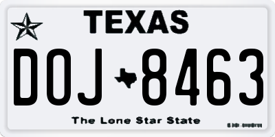 TX license plate DOJ8463