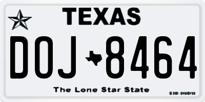 TX license plate DOJ8464