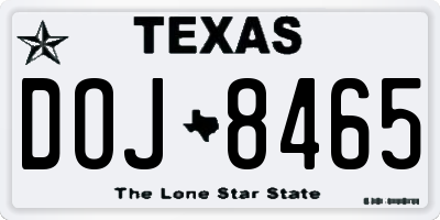 TX license plate DOJ8465