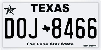 TX license plate DOJ8466