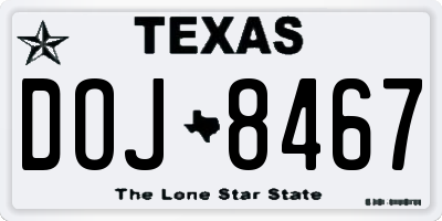 TX license plate DOJ8467