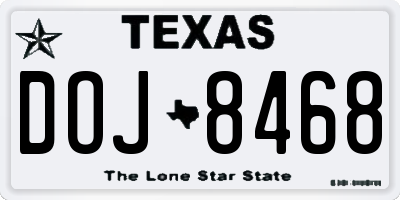 TX license plate DOJ8468