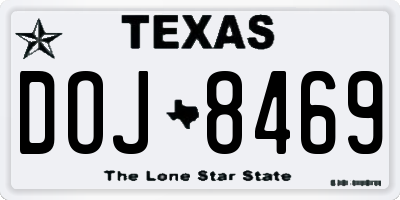 TX license plate DOJ8469