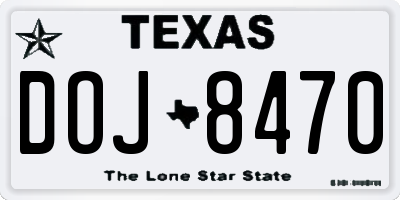 TX license plate DOJ8470