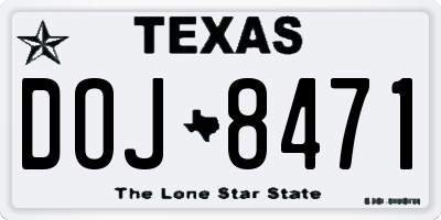 TX license plate DOJ8471