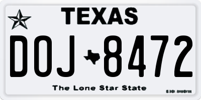 TX license plate DOJ8472