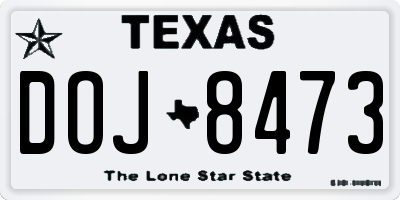 TX license plate DOJ8473