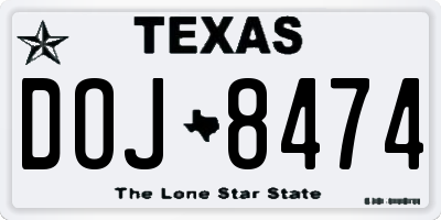 TX license plate DOJ8474