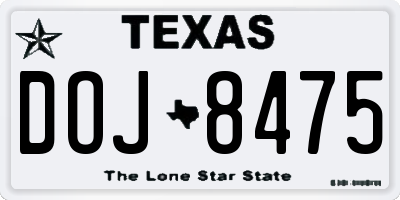 TX license plate DOJ8475