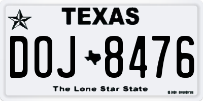 TX license plate DOJ8476
