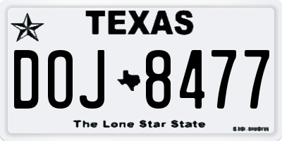 TX license plate DOJ8477