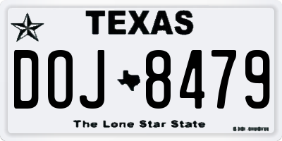 TX license plate DOJ8479