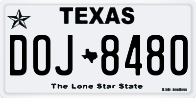 TX license plate DOJ8480