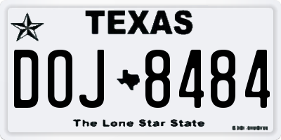 TX license plate DOJ8484
