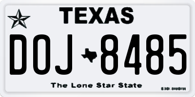TX license plate DOJ8485