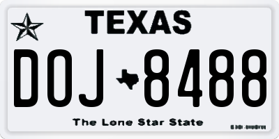 TX license plate DOJ8488