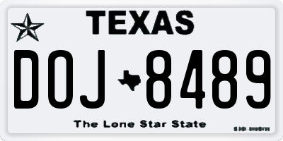 TX license plate DOJ8489