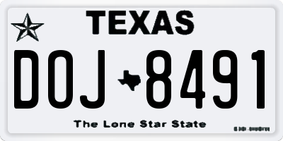 TX license plate DOJ8491