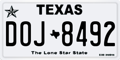TX license plate DOJ8492