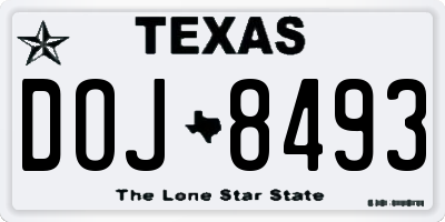 TX license plate DOJ8493
