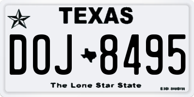TX license plate DOJ8495