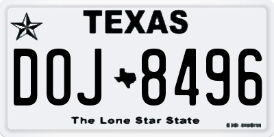 TX license plate DOJ8496