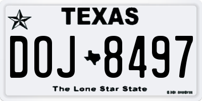 TX license plate DOJ8497