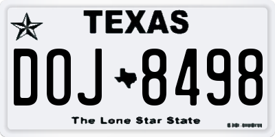 TX license plate DOJ8498