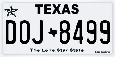 TX license plate DOJ8499