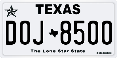 TX license plate DOJ8500