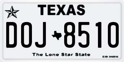 TX license plate DOJ8510