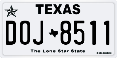 TX license plate DOJ8511