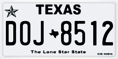 TX license plate DOJ8512