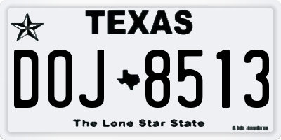 TX license plate DOJ8513