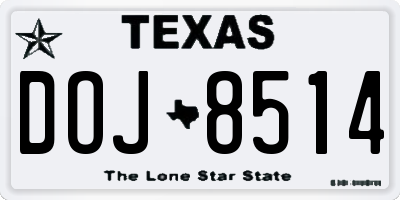 TX license plate DOJ8514