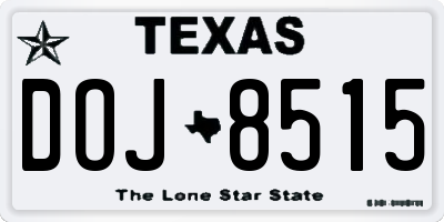 TX license plate DOJ8515