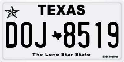 TX license plate DOJ8519
