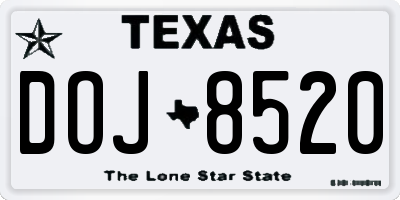 TX license plate DOJ8520