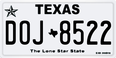 TX license plate DOJ8522