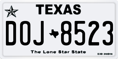 TX license plate DOJ8523