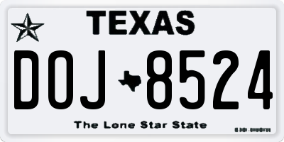 TX license plate DOJ8524