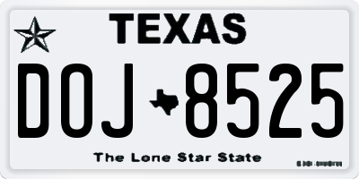 TX license plate DOJ8525