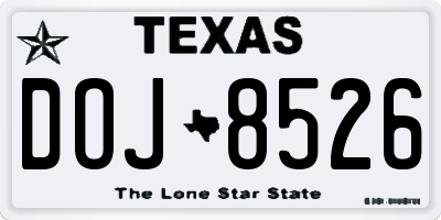 TX license plate DOJ8526
