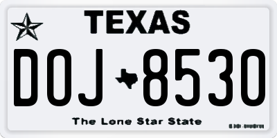 TX license plate DOJ8530